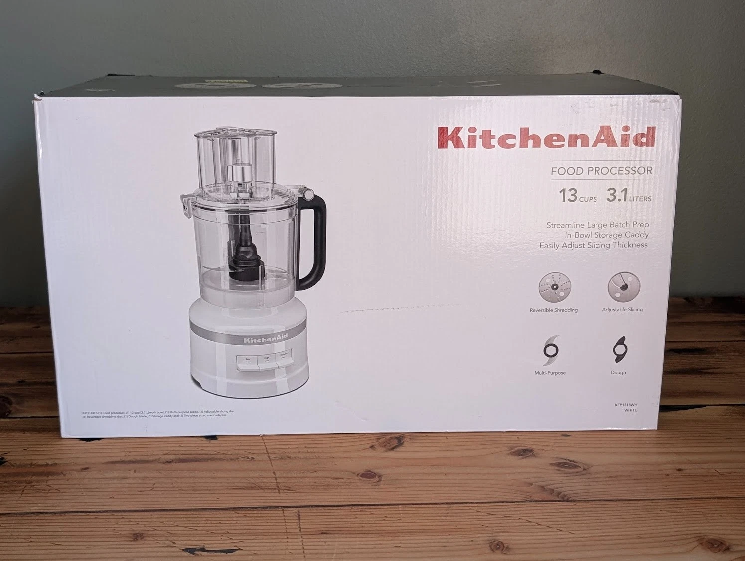 KitchenAid KFP1318WH 13 cup Food Processor w/ (2) Speeds - White, 120v