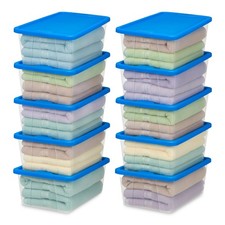 Homz Snaplock 6 Qt Stackable Plastic Storage Container w/ Lid, Blue (10 Pack)