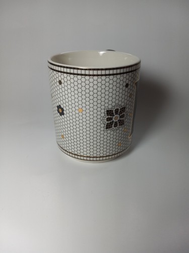 Anthropologie Bistro Tiled 12 Oz Letter K Mosaic Gold Accent Mug - Picture 3 of 8