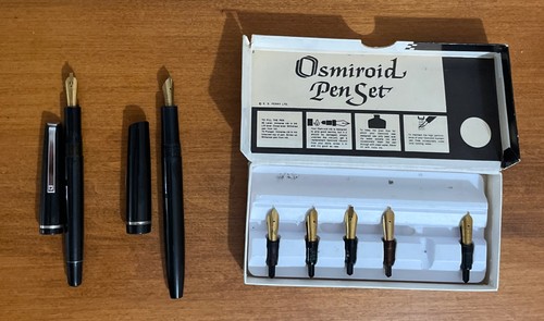 OSMIROID Lettering Pen Set 7 Nibs 2 Pens with Box USA England