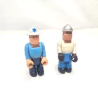 2 Vintage 1970s Fisher Price Husky Helper Construction Workers Figures Toys