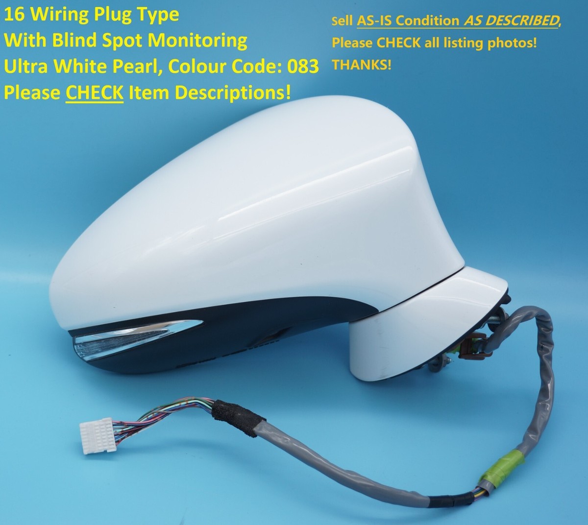 2013-2019 Lexus IS250 IS350 IS300h IS200t Right Side Mirror White