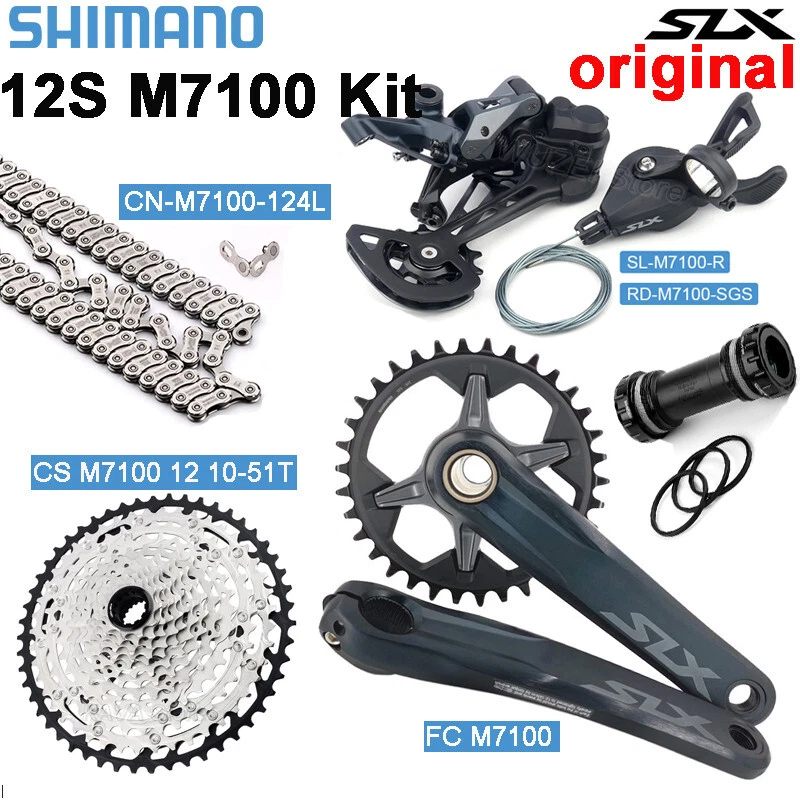 Shimano SLX M7100 12 Speed Drivetrain Groupset 51T Micro Spline Cassette OE