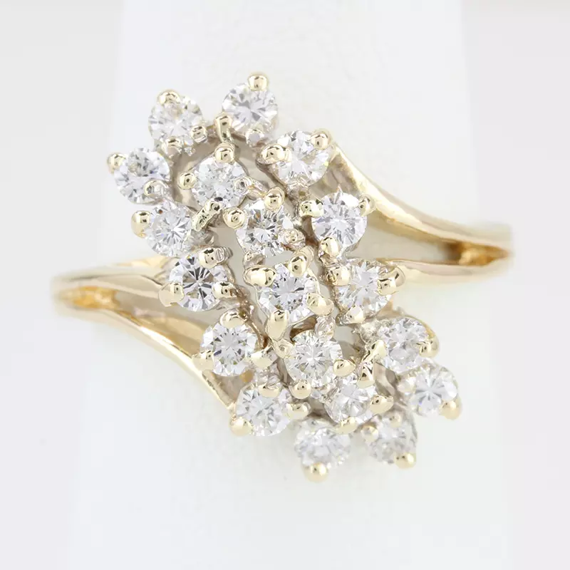 14k Yellow Gold 19 Diamond Cluster Ring eBay