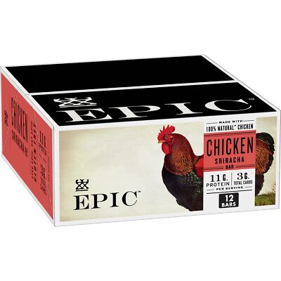 EPIC Chicken Sriracha Protein Bars 12 Count Keto Paleo Gluten Free Snack 11g ...