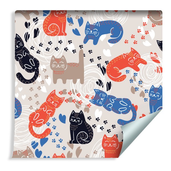 10M Vlies Tapete Rolle Kinderzimmer Tiere Katzen Strickwolle Spielen Xxl 405-image
