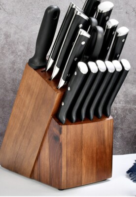 Set 15 pcs Block Wood Cut & Eat 3cr15 Stainless Steel Sharpener      