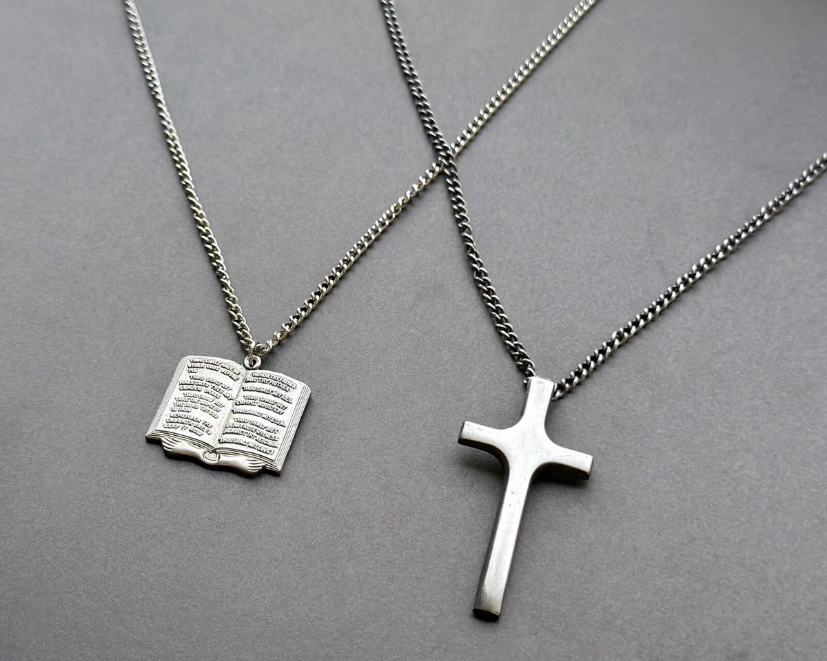 MiriamHaskell Patent 3427691 Cross & Silver Tone Commandment Charm 