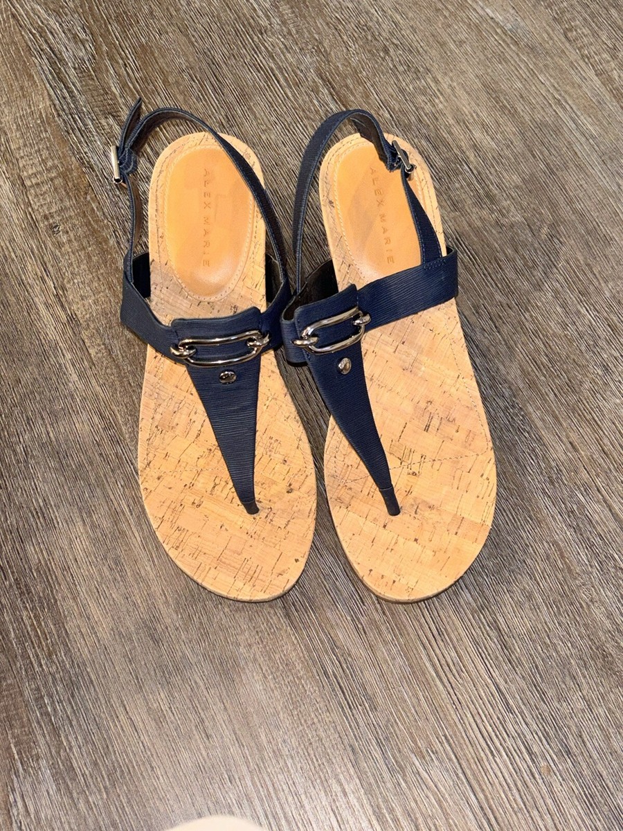 Toe Navy Dressy Flip Flops ALEX MARIE BURDETTE BLUE THONG TOE
