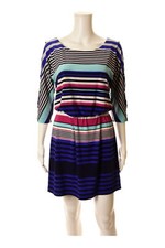 GUESS women’s 3/4 sleeve dress Sz 8 multicolor stripe print