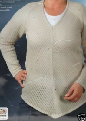 Damen Pullover Strickpullover Creme figur freundliche Länge NEU Gr