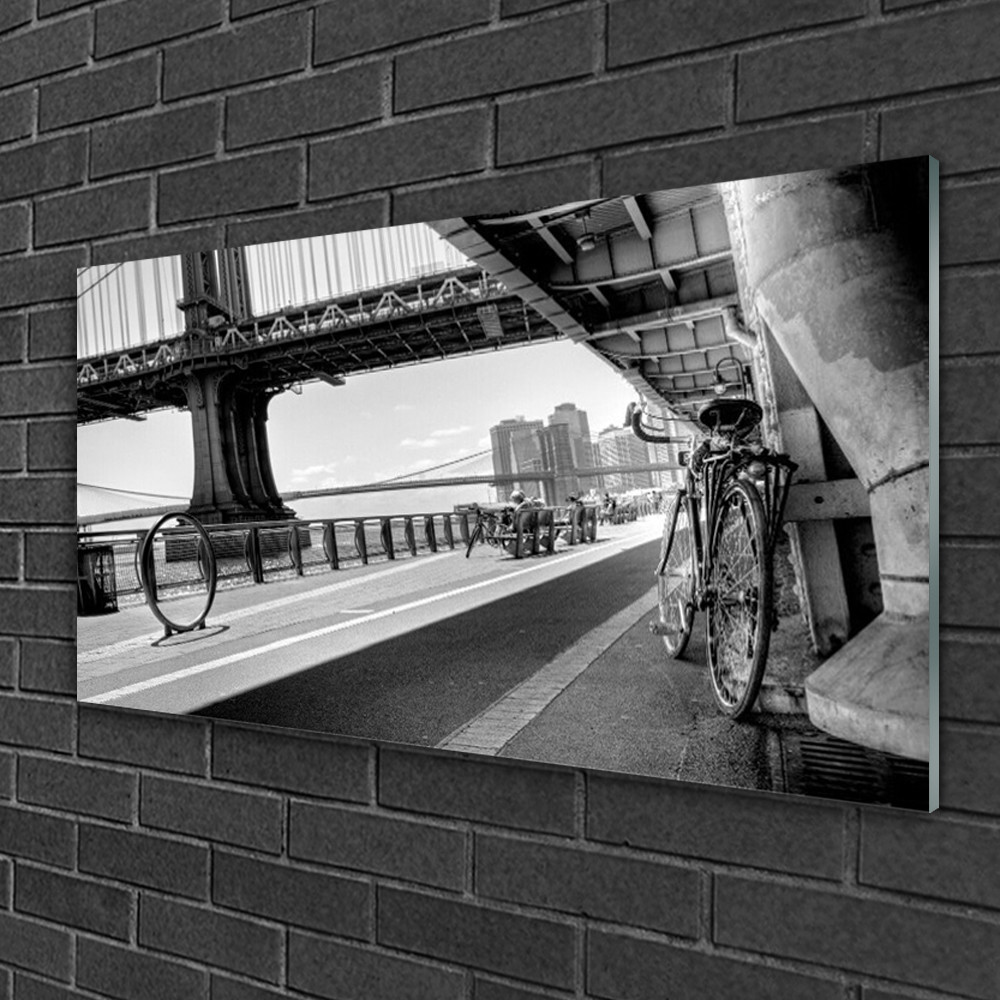 Impression sur verre haut de gamme Tulup Vélo Pont 100x50 cm aux finitions épurées