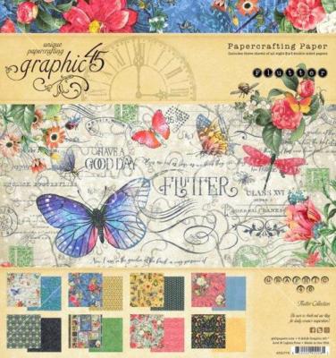 GRAPHIC 45 ''FLUTTER'' 8X8 PAPER PAD NATURE BUTTERFLIES RETIRED  SCRAPJACK'S PLACE