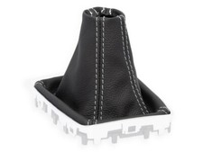SCHALTMANSCHETTE F&Uuml;R CITROEN DS5 2011-2018 SCHALTSACK NATURLEDER NAHT WEISS