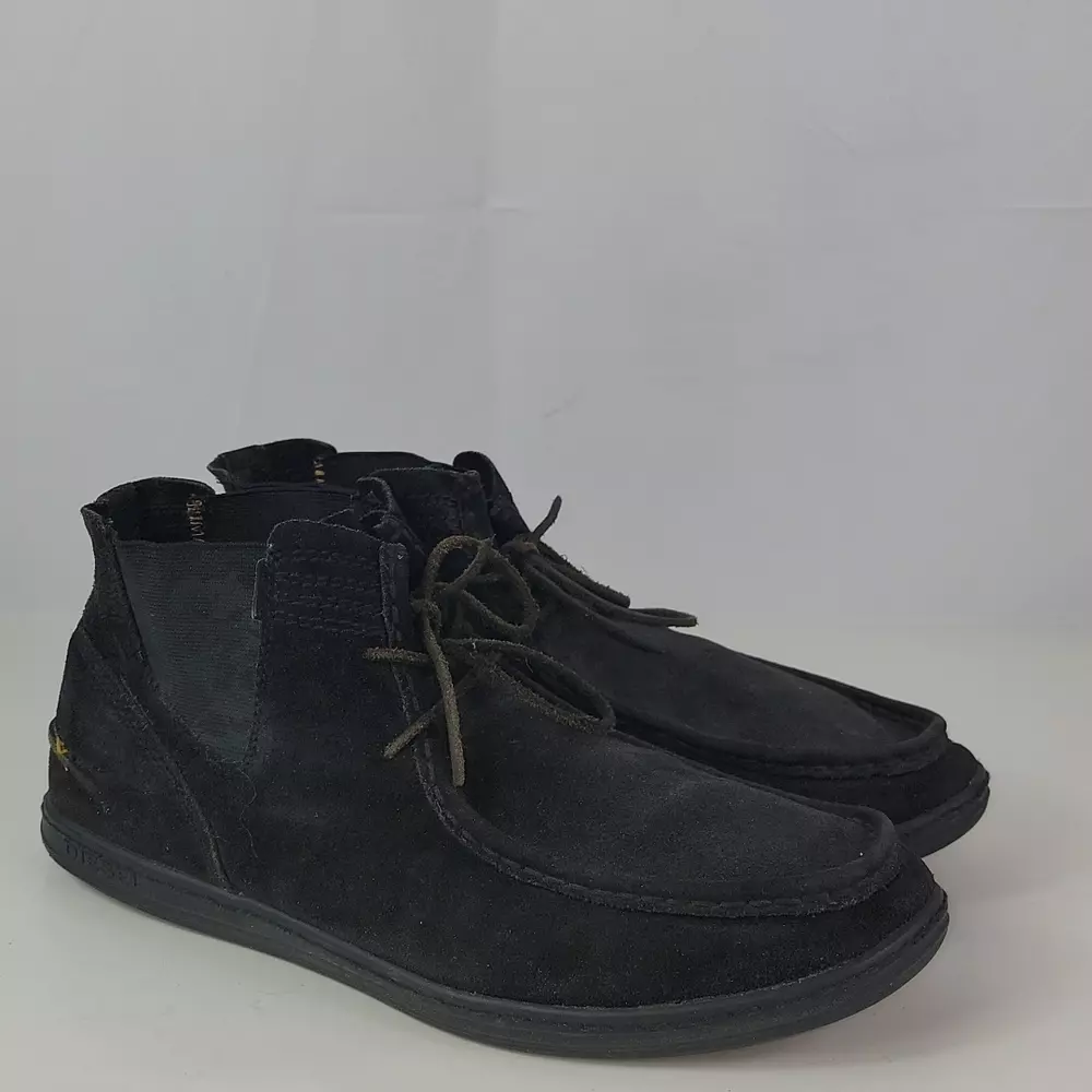 Diesel Bellow Black Suede Lace Up Chukka Men s Boots Size 12.5