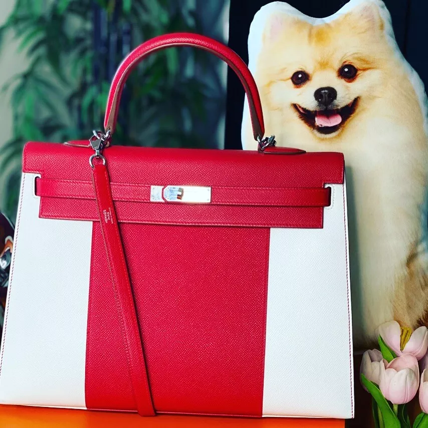 Hermes Kelly 35 Rouge Casaque White Flag/Limited Edition Epsom PHW. Kelly  35 Bag