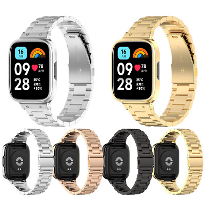 For Redmi Watch3 Youth Edition/Lite/Active Three-bead Steel Watch Strap w/Frame
