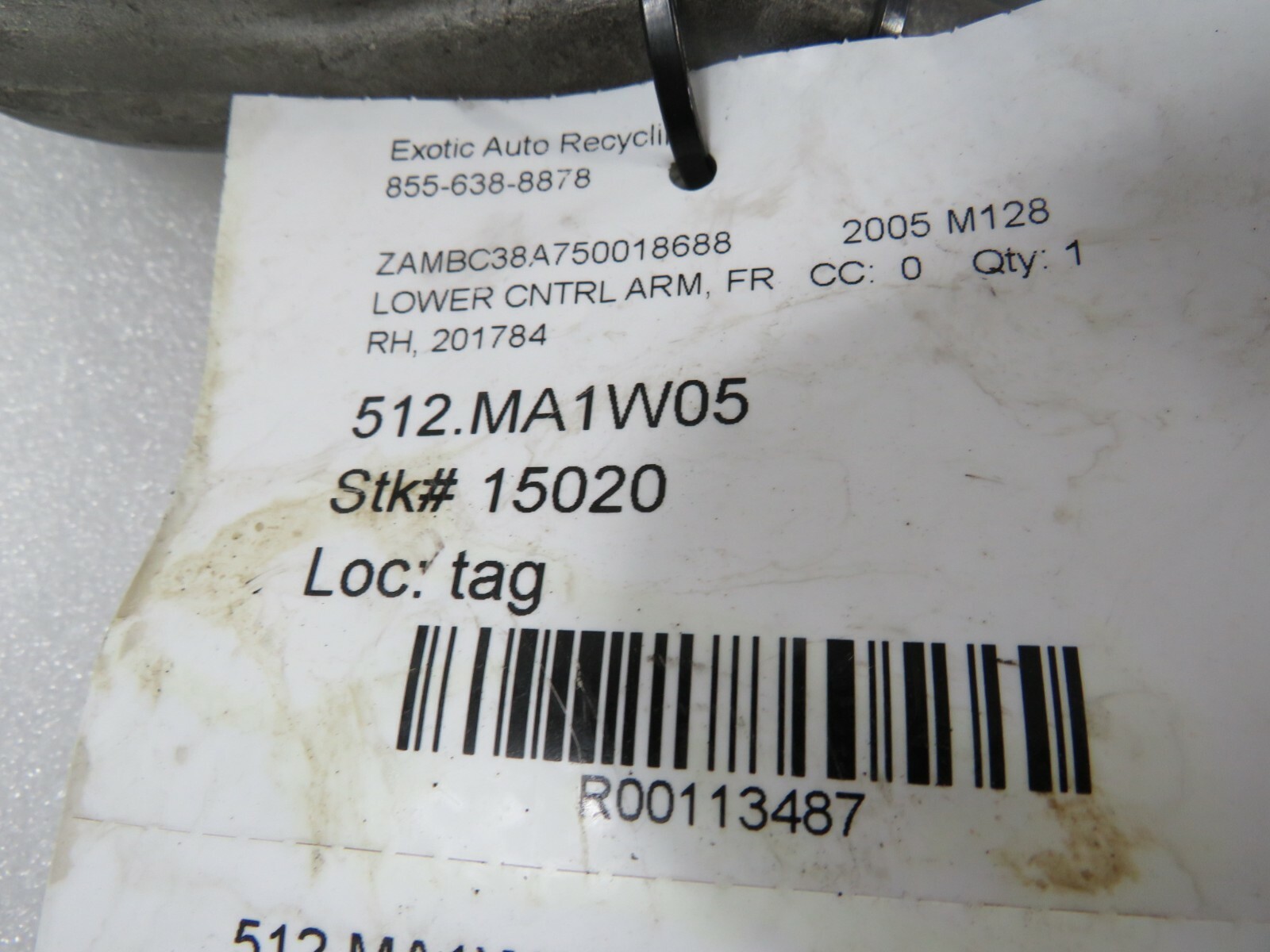 Maserati M128, Coupe, Spyder, RH, Front Lower Control Arm, Used, P/N 201784
