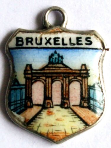 Porte de Bruxelles Vintage Argent Émail Argent Voyage Souvenir Bracelet Charme - Photo 1/4