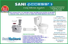 SANIFLO SANIACCESS 2 ROUND KIT & SLOW CLOSE SEAT, EXT PIPE & TRIM 4YR WARRANTY