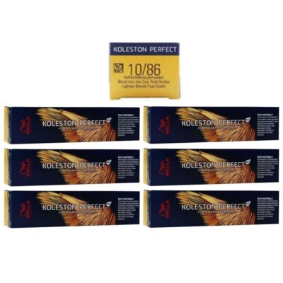 Wella Koleston 6 x 60 ml 10/86 hell lichtblond pearl-violett Set