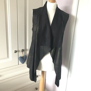 Zara Faux Leather/Suede Gilet Waistcoat Bronzed Black M UK 10 | eBay