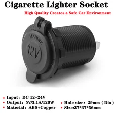 12V Waterproof Car Cigarette Lighter Socket Outlet Charger Power Adapter Plug
