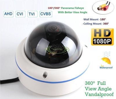 2.4MP Full View 180/360 Degree Fisheye Panoramic HD-TVI Camera 1080P