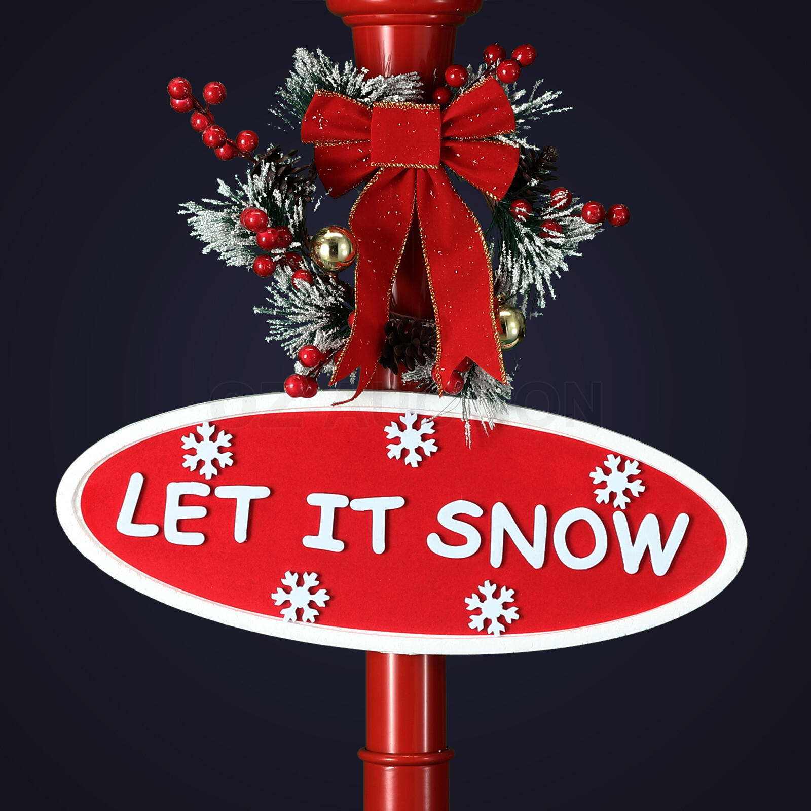 1.8M Christmas Street Lamp Lantern Snowing LED Lights Music Garden Xmas