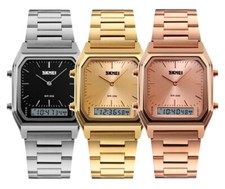 Montre style Seventies Double Affichage (Analogique & Digital) Homme Femme