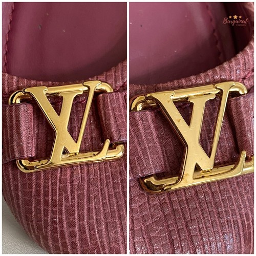 Auténticos planos de ballet Louis Vuitton de cuero Epi granate claro dorado con logotipo LV 36/6 - Imagen 2 de 14