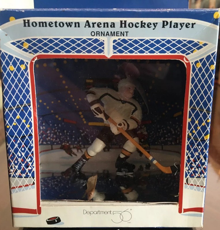 Dept 56 Hometown Arena Hockey Player Figure Ornament Black White Gold 45755 NEW