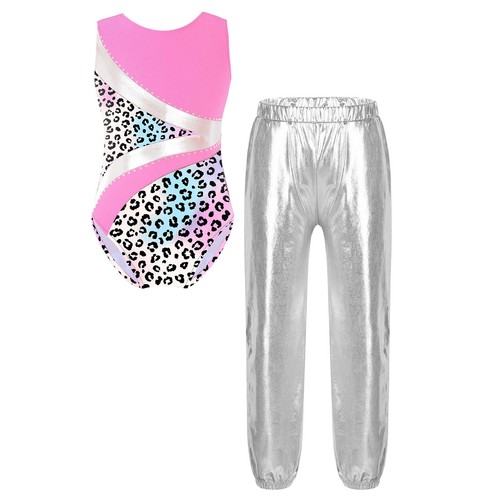 Kids Girls Tracksuit Performance Dancewear Competition Dance Outfits Sleeveless - Picture 39 of 69