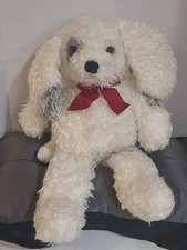 Vintage 1993 Dakin White With Gray Curly Puppy Dog Poodle 18" Plush