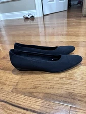 Salvatore Ferragamo Black Low Wedge Flats Soft Stretch Nylon US 9 *Worn Twice