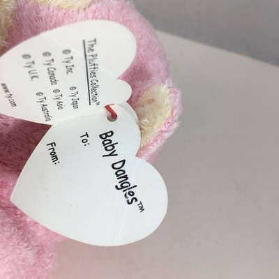 Ty Pluffies Pink Dangles Monkey Plush 2006 Sewn Eyes Soft Toy Baby
