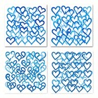 4pcsBlue Heart Patterns, Wall Art Canvas Unframed/Framed