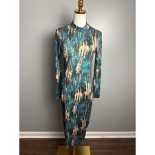 SHEIN SXY Multicolor Geometric Bodycon Dress Mock Neck Long Sleeve Long Size L