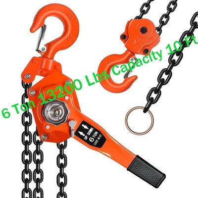 Manual Chain Hoist 6Ton 13200 Lbs Capacity with G80 Chain 10ft Options
