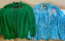 VTG Bob Mackie Wearable Art-2 Silk Blouses Size Large