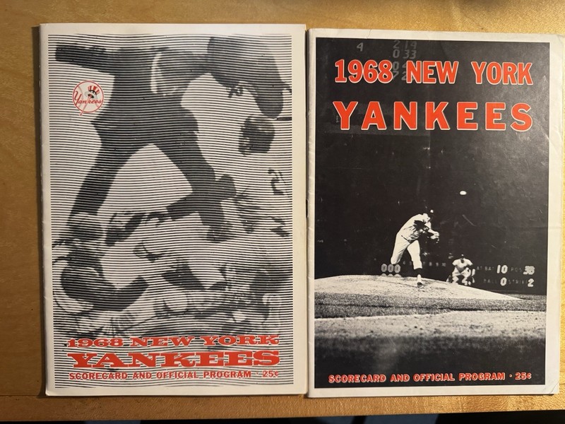2- 1968 Program/Scorecard Angels & Indians Vs New York Yankees Mantle @ 1st Base
