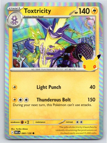 2026 POKEMON ME: 30TH CELEBRATION TOXTRICITY 060/128 HOLO C NM A101928 FREE S&H