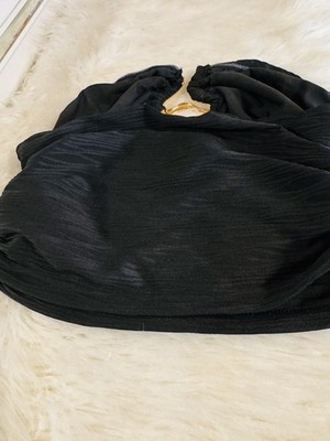 Women Black Strapless Bandeau Crop Top Tube Blouse