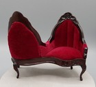 Sonia Messer Victorian Red Velvet Tete A Tete Chair Dollhouse Miniature 1:12 — photo 1
