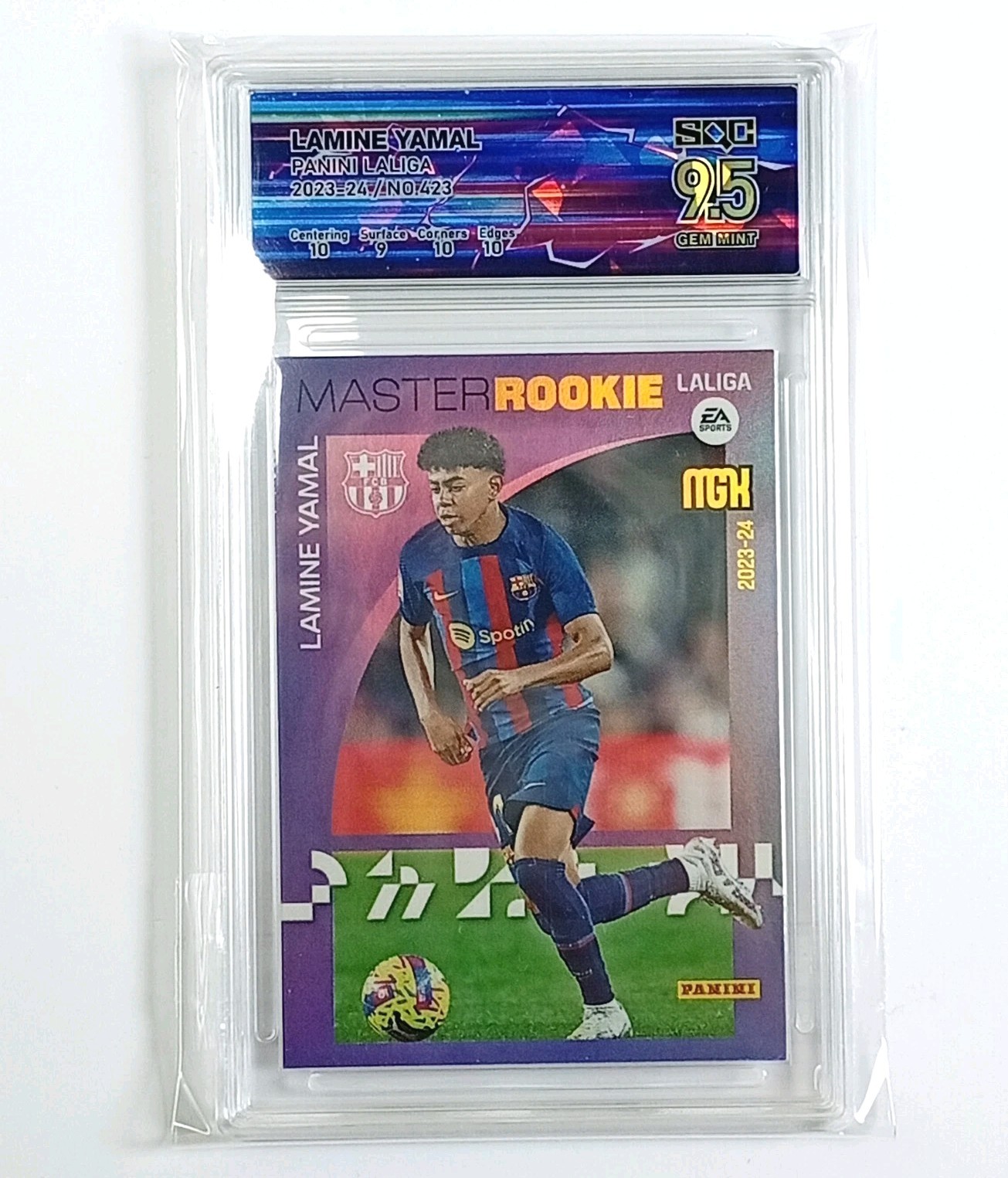 2023-24 PANINI MEGACRACKS MGK LA LIGA MASTER ROOKIE LAMINE YAMAL #423 SQC 9.5