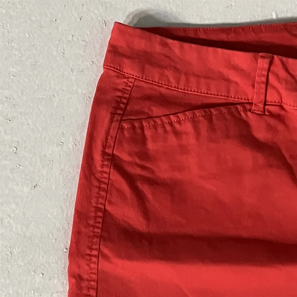 Old Navy 14 Pink Red Stretch Chino Pixie Mid Rise Cropped Womens Pants - Image 2 of 4