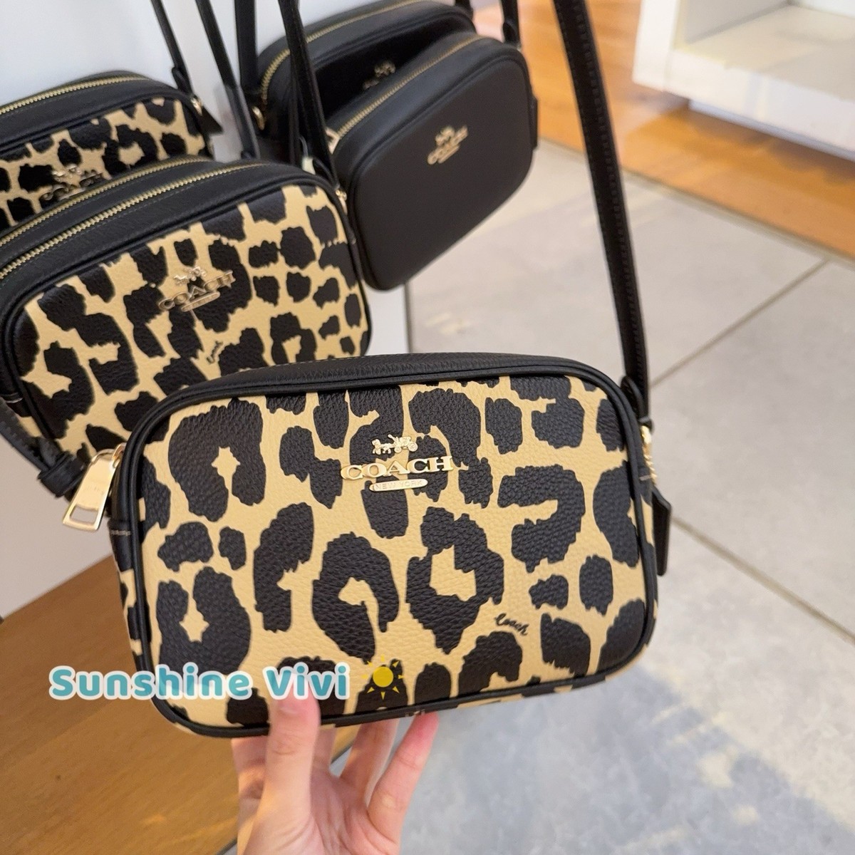 NWT Coach Mini Jamie Camera Bag With Leopard Print CBL95 Gold