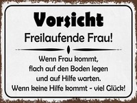 Holzschild 30X40 Cm Vorsicht Freilaufende Frau Deko Geschenk Holz Schild