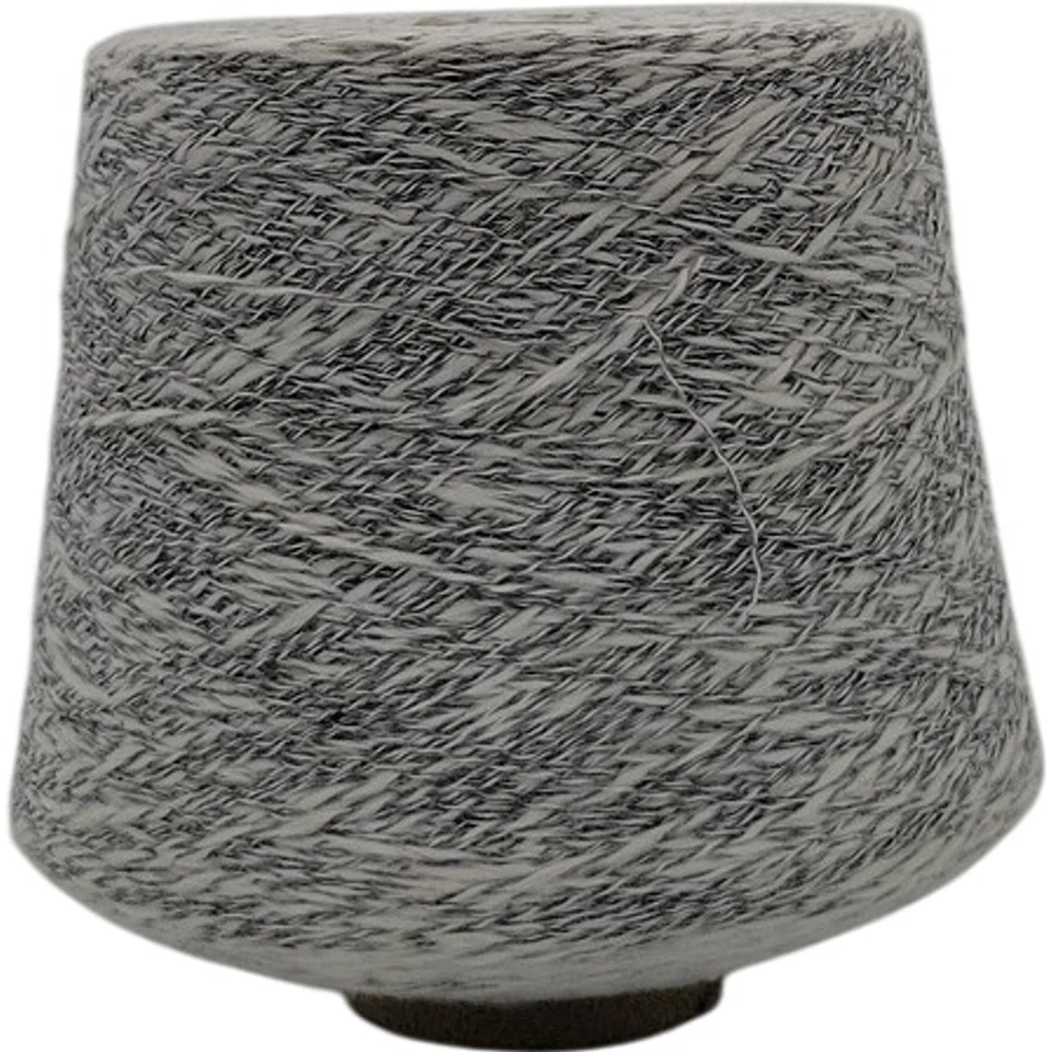 Vintage Rhyne Mills 3.5 Marled Black White Tweed Weaving Knitting Yarn Cone - Image 4 of 4