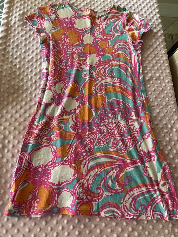 Girls Lilly Pulitzer dress size 12-14 orange, pink, blue & white